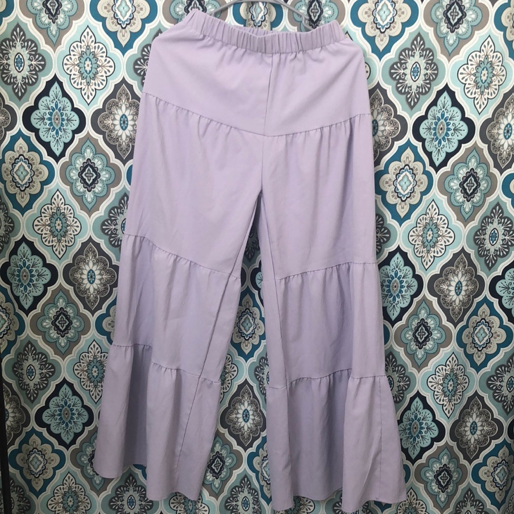 Purple, wide, leg floaty, cargo beach pants, size small Amazon